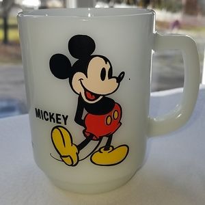 White glass Mickey Mouse mug
